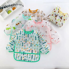 0-5 Years Baby Bibs New Cute Children Baby Stuff Toddler Waterproof Long Sleeve Art Smock Feeding Bib Apron for Kids