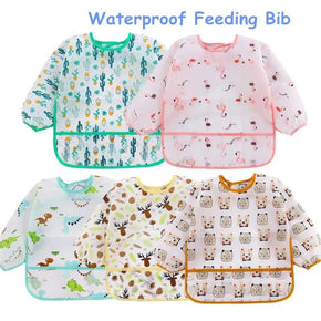 1Pc Baby Bibs for Boys Girls Long Sleeve Bib, Waterproof Toddler Bibs, 0-24 Months Neutral Baby Smock for Eating bib baby stuff