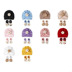 Newborn Baby Hat & Socks Set Knitted Baby Hat & Socks Set Comfortable Headwear Hat Ensuring Warmth & Comfort for Infants