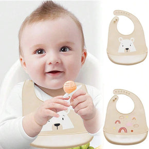 Baby Bibs  Print Waterproof Soft Silicone Baby Feeding Stuff Cute Pattern Kids Girl Boy Toddler Adjustable Children Bib
