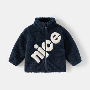 Baby Boys Girls Jacket 2024 Autumn New Particles Velvet Collar Solid Color Baby Thickened Zipper Shirt